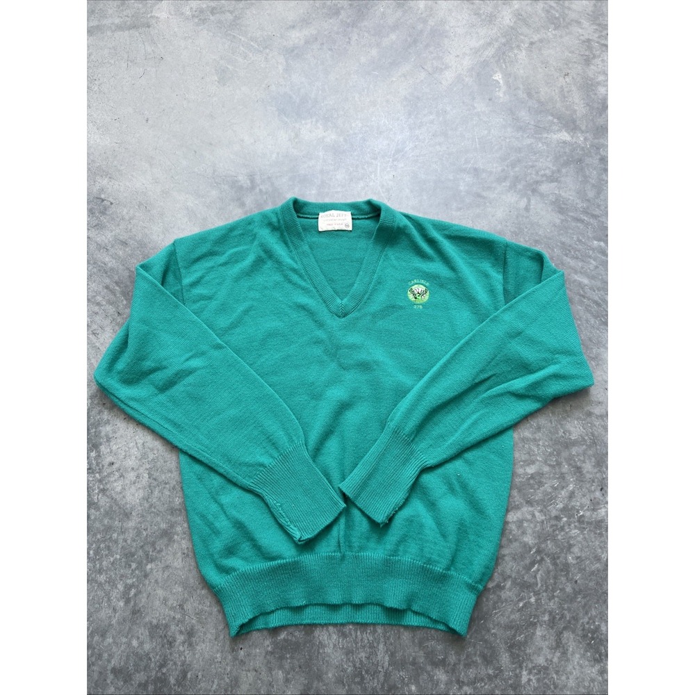 Vintage Royal Jeff Sweater Made In USA Size M Blue Teal Sku315